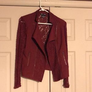 Burgundy lace blazer